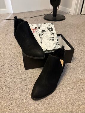 CL by Chinese Laundry Black Suede Pointed Ankle Booties